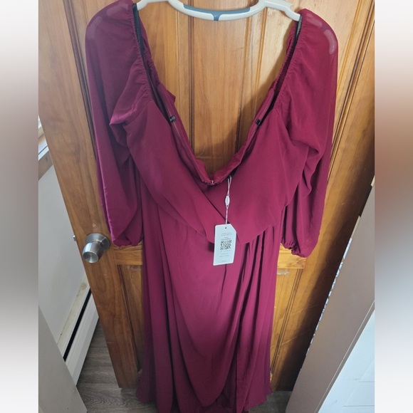 Ever-Pretty Burgundy Maxi Dress Women’s US 26 / 5XL Thin Long Sleeve Formal NWT - Picture 2 of 3